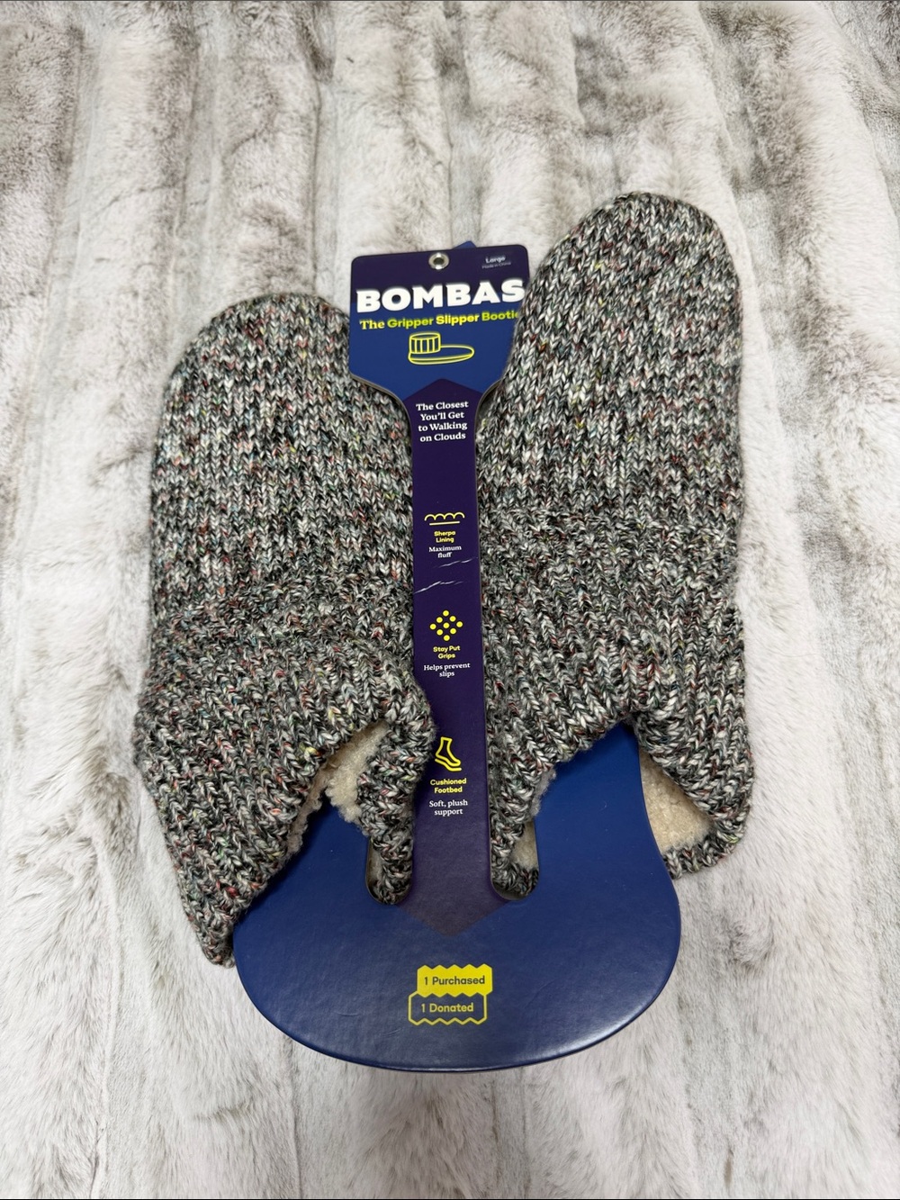 NWT Bombas gripper slipper bootie size Large